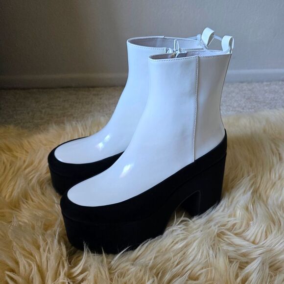 Free People Jeffrey Campbell Double Dare Patent Leather Heeled Platform Boots 9 - Picture 4 of 9